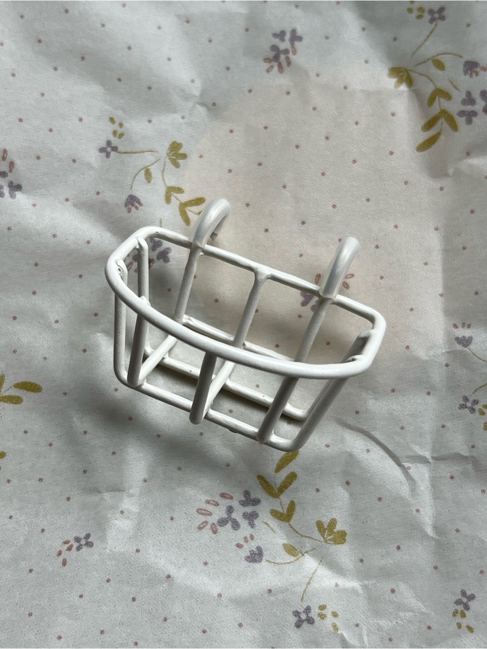 Miniature Maileg white metal bike basket